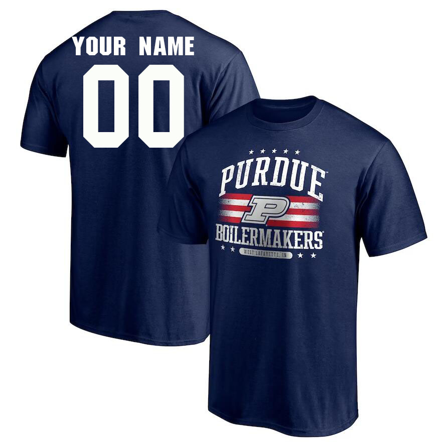 Custom Purdue Boilermakers Name And Number College Tshirt-Navy